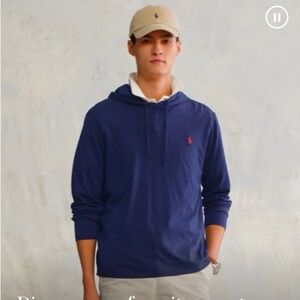 Polo Ralph Lauren Jersey Hooded T-Shirt Navy Size XL